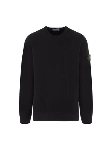 Brushed Cotton Fleece Garment Dyed Crewneck Sweatshirt Black - STONE ISLAND - BALAAN 1