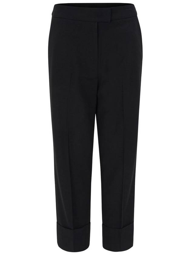 Crop Wool Blended Straight Pants Black - CALLAITE - BALAAN 2