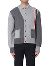 Fun Mix V-neck Cotton Cardigan Grey - THOM BROWNE - BALAAN 2