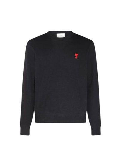 Heart Logo Wool Knit Top Black - AMI - BALAAN 2