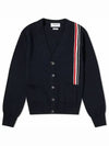 RWB Striped Intarsia Cotton Cardigan Navy - THOM BROWNE - BALAAN 2