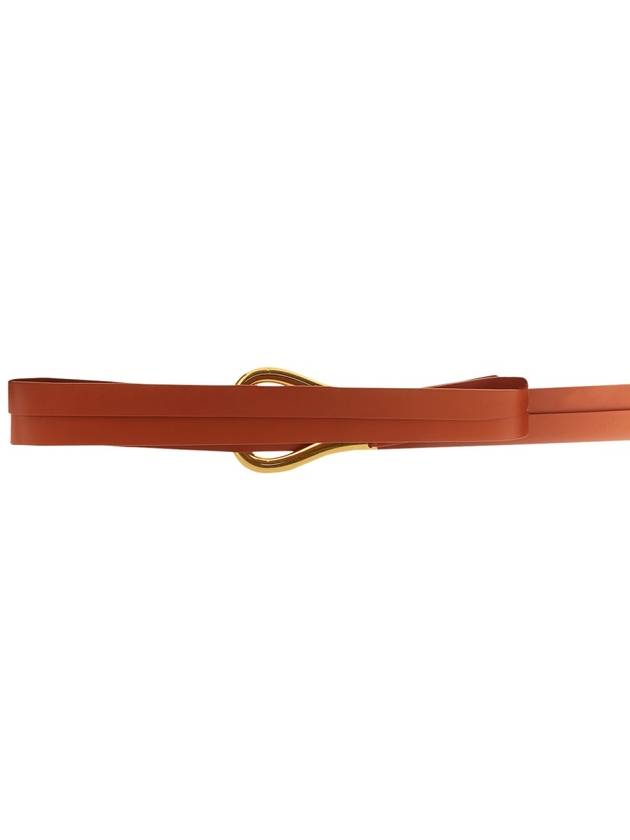 Women's Gold Horsebit Leather Belt Orange - BOTTEGA VENETA - BALAAN 4