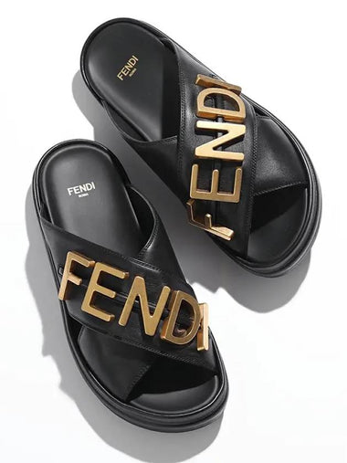 Graffiti Slide Sandals Black 8X8289 - FENDI - BALAAN 1