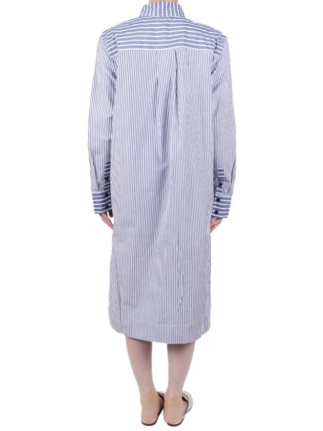 Women's Shirt Cotton Midi Dress Grey Blue - GANNI - BALAAN.