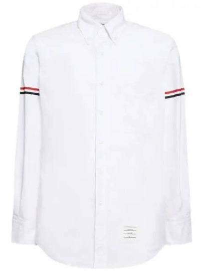 Oxford Striped Grosgrain Armband Classic Long Sleeve Shirt White - THOM BROWNE - BALAAN 2