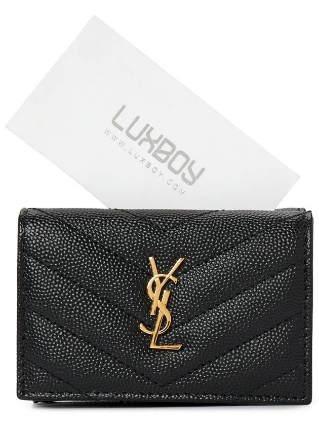 Monogram Quilted Mini Half Wallet Black - SAINT LAURENT - BALAAN 10