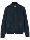 G9 Slim Fit Suede Jacket Navy - BARACUTA - BALAAN 2