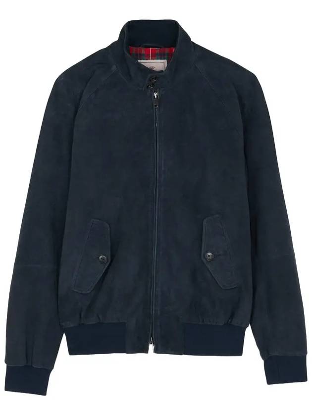 G9 Slim Fit Suede Jacket Navy - BARACUTA - BALAAN 2