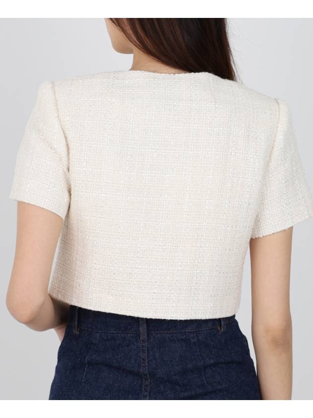 Women's Boucle Cropped Shirt Cream - SELF PORTRAIT - BALAAN 3