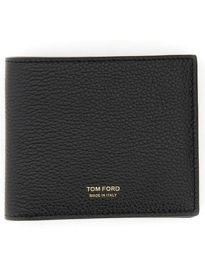 Men's T-Line Small Grain Leather Half Wallet Black - TOM FORD - BALAAN 2