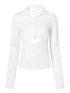 Cut-Out Polo Long-Sleeve Shirt White - HELMUT LANG - BALAAN 2