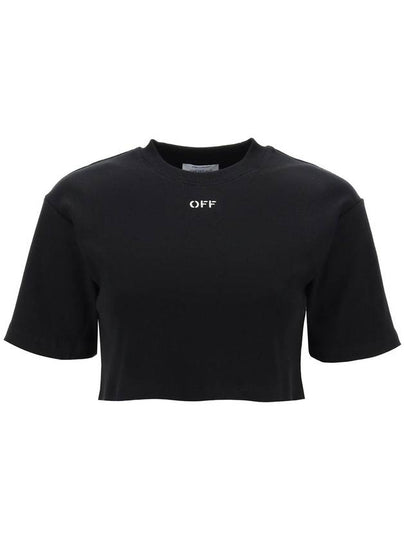 Off Stamp Logo Crop T-Shirt OWAA081C99JER004 1001 B0010999770 - OFF WHITE - BALAAN 2