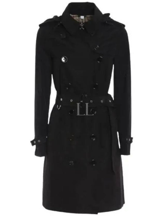 Detachable Hood Teffeta Kensington Trench Coat Black - BURBERRY - BALAAN 2