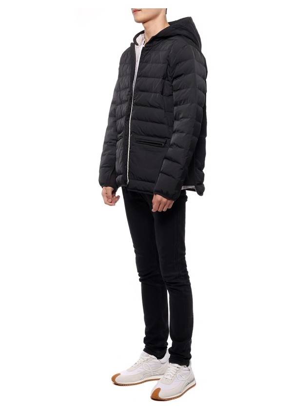 Poly Twill Rib 4-Bar Down Hoodie Jacket Charcoal - THOM BROWNE - BALAAN 5