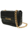 Monochrome Matelasse Quilted Calfskin Chain Shoulder Bag Black - CELINE - BALAAN 3