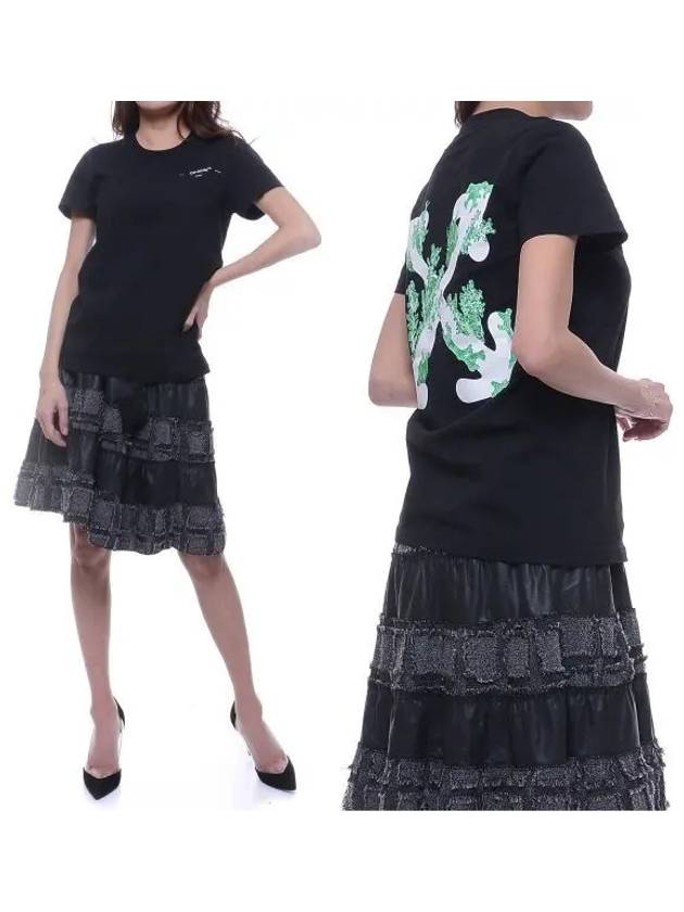 Women's Coral Arrow Print Short Sleeve T-Shirt Black - OFF WHITE - BALAAN 2