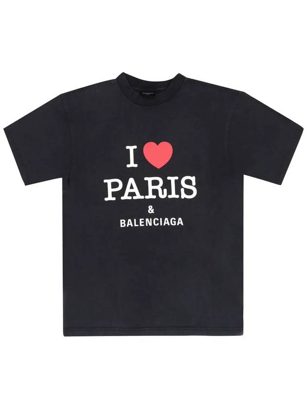 I Love Paris Medium Fit Short Sleeve T-Shirt Black - BALENCIAGA - BALAAN 3