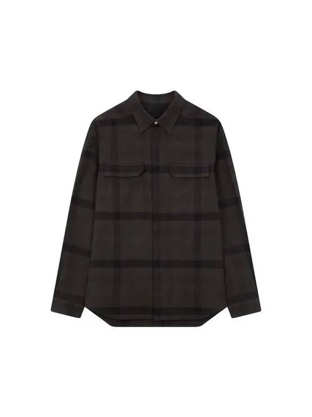 MEN Check Pattern Flannel Outer Shirt Dark Green 271213 - RICK OWENS - BALAAN 1