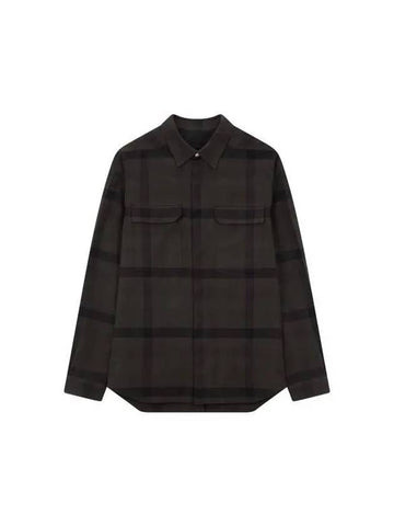 MEN Check Pattern Flannel Outer Shirt Dark Green 271213 - RICK OWENS - BALAAN 1