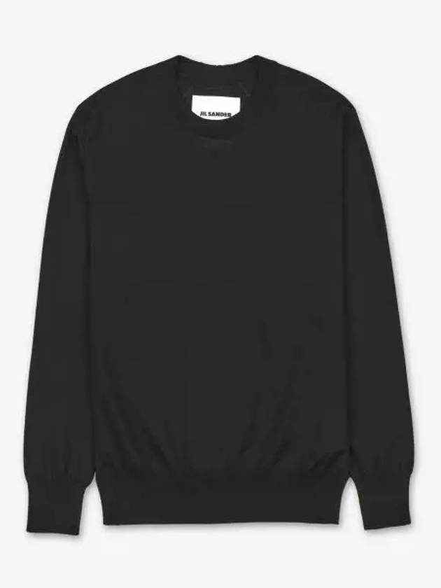 Lightweight Crew Neck Merino Wool Knit Top Black - JIL SANDER - BALAAN 2