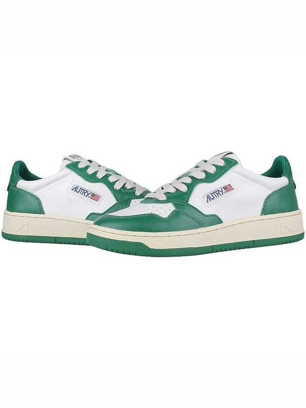 Men's Medalist Leather Low Top Sneakers Green - AUTRY - BALAAN 3