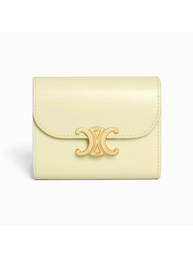 Shiny Triomphe Small Calfskin Half Wallet Light Yellow - CELINE - BALAAN 1