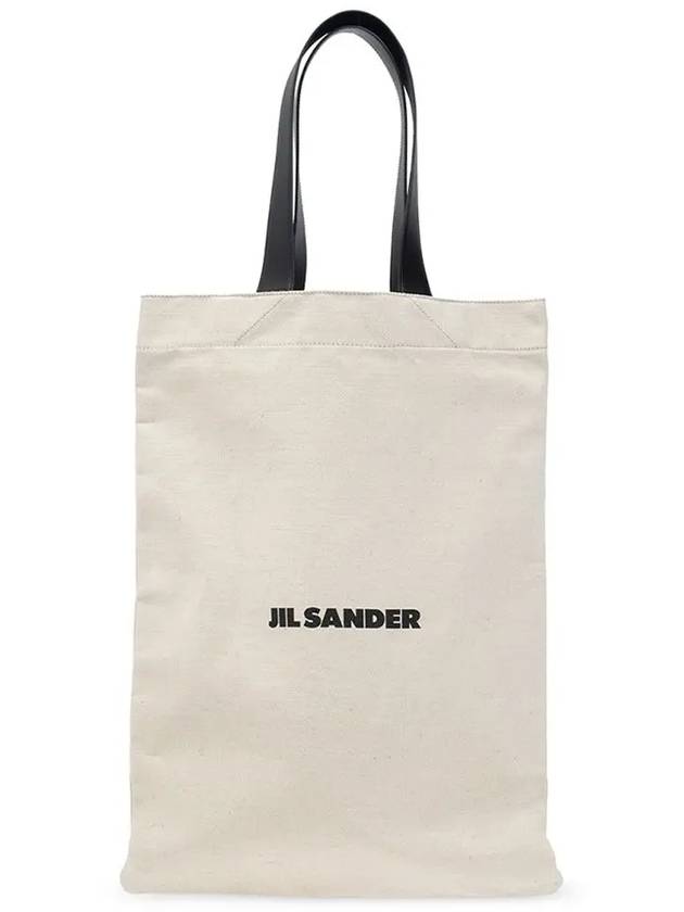 Canvas Logo Print Cotton Tote Bag Ivory - JIL SANDER - BALAAN 3