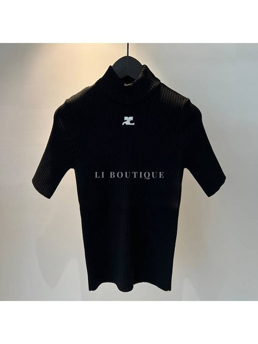 Reedition Knit Short Sleeve Turtle Neck Black - COURREGES - BALAAN 2