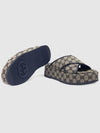 GG Platform Canvas Slippers Beige Blue - GUCCI - BALAAN 4