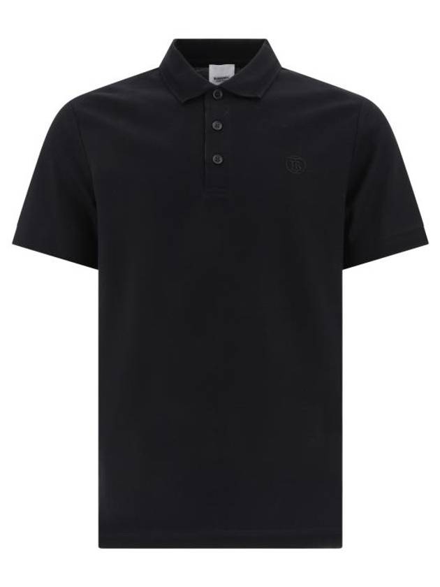 Men's Embroidered Logo Cotton Polo Shirt Black - BURBERRY - BALAAN 2