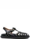 Leather Flat Sandals Black - MARNI - BALAAN 2