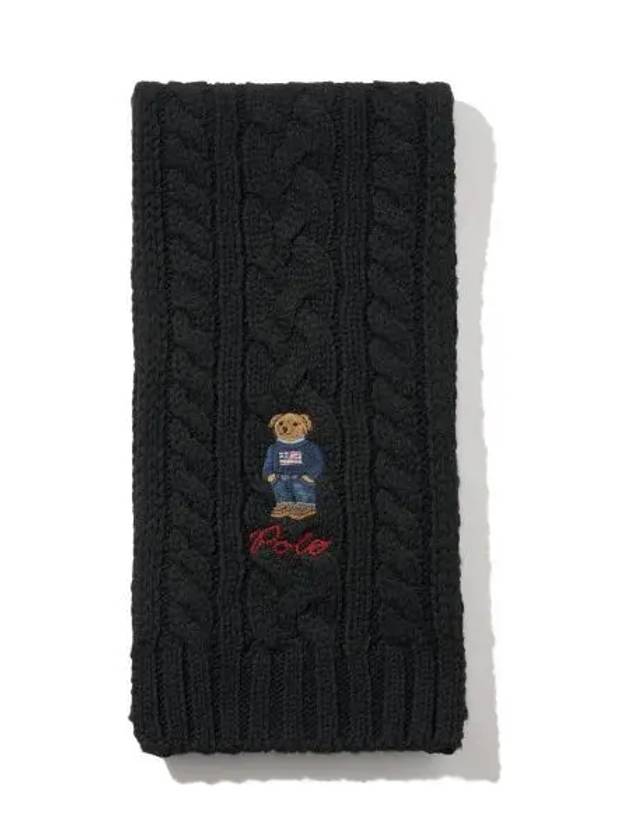 Polo Bear Cable Knit Scarf Black - POLO RALPH LAUREN - BALAAN 1