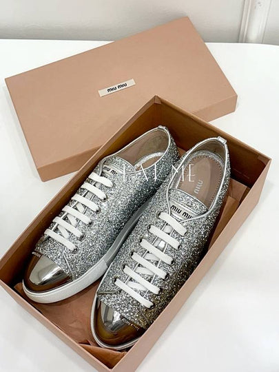 Metal toe glitter sneakers 5E8998 38size - MIU MIU - BALAAN 2