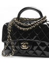 New Mini Top Handle Cross Bag Patent Black Gold AS2431 - CHANEL - BALAAN 3