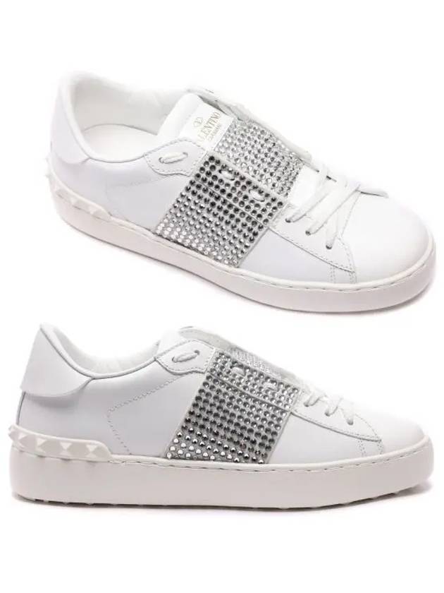 Crystal Low-Top Sneakers White Silver - VALENTINO - BALAAN 2