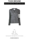 Cotton 4-Bar Milano Classic V-Neck Cardigan Medium Grey - THOM BROWNE - BALAAN 3