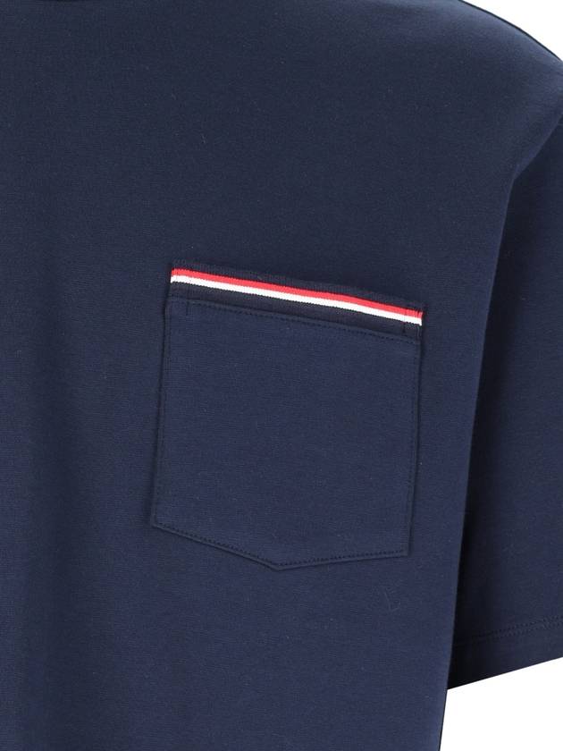 Cotton Oversized Pocket Short Sleeve T-Shirt Navy - THOM BROWNE - BALAAN 5