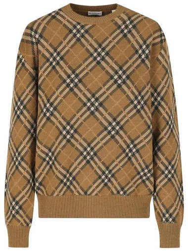 Check Wool Mohair Blend Knit Top Brown - BURBERRY - BALAAN 1