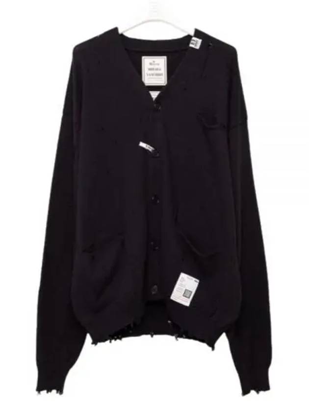J12CD511 BLACK Distressed Cotton Cardigan - MIHARA YASUHIRO - BALAAN 1