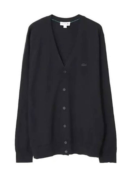 Vneck Wool Cardigan Black - LACOSTE - BALAAN 2