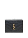 Monogram Quilted Mini Half Wallet Black - SAINT LAURENT - BALAAN 2