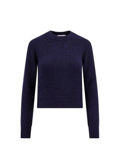 Heart Logo Cashmere Knit Top Navy - AMI - BALAAN 2