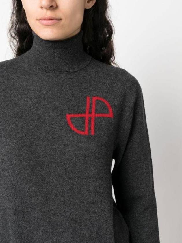 Logo Knit Wool Turtleneck Grey - PATOU - BALAAN 5