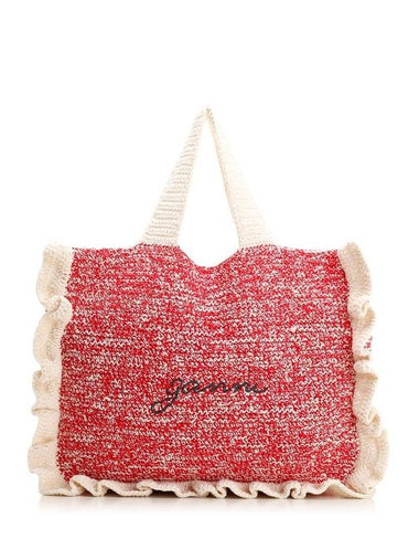 Crochet Tote Bag Pink - GANNI - BALAAN 1