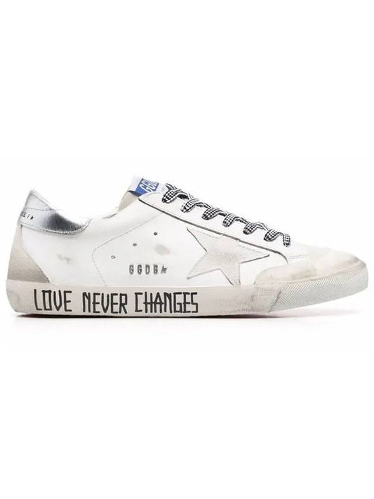 Men's Silver Tab Lettering Superstar Penstar Low Top Sneakers White - GOLDEN GOOSE - BALAAN 2