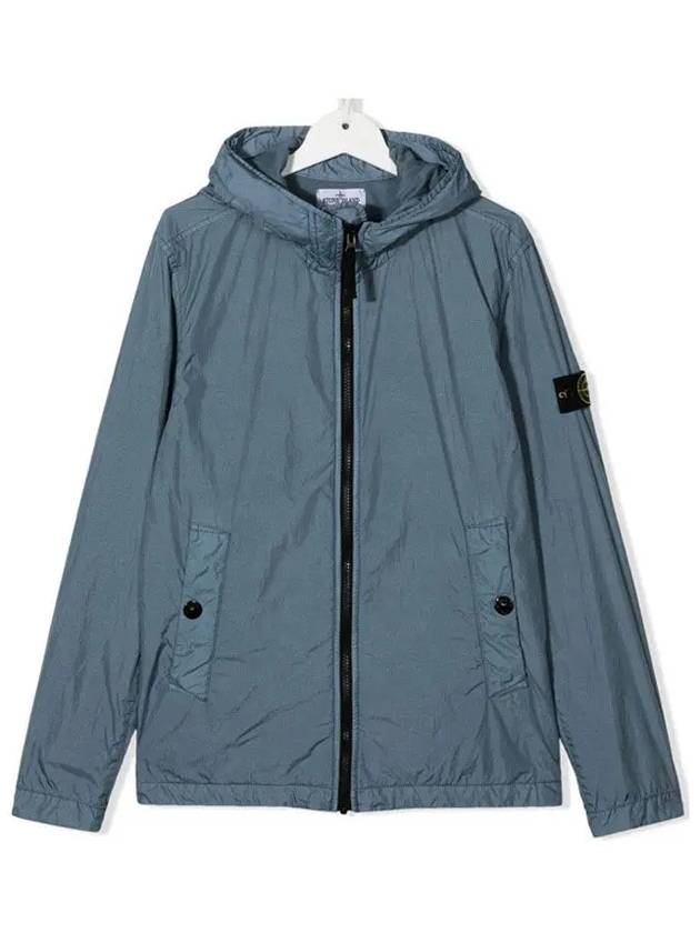 Kids Crinkle Reps Nylon Garment Dyed Zip-Up Hoodie Blue - STONE ISLAND - BALAAN 2