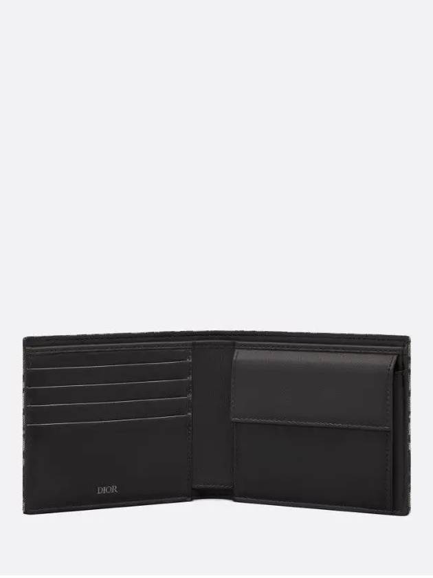 Oblique Jacquard Compact Coin Half Wallet Beige Black - DIOR - BALAAN 6