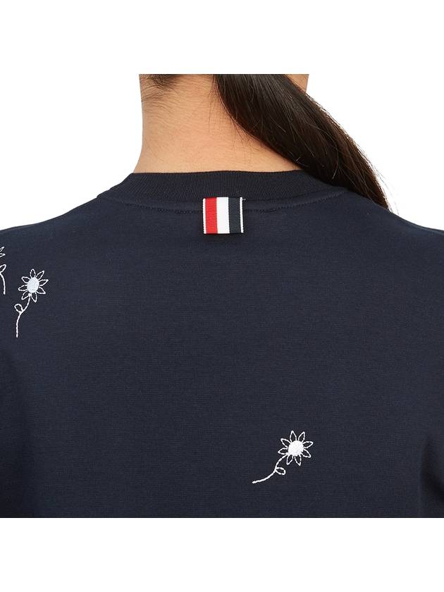 Embroidered Flower Dolman Short Sleeve T-Shirt Navy - THOM BROWNE - BALAAN 10