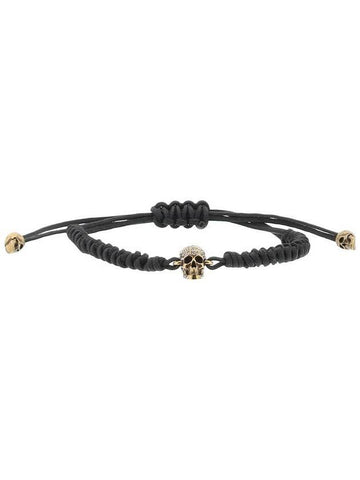 Crystal Skull Cotton Bracelet Black - ALEXANDER MCQUEEN - BALAAN 1