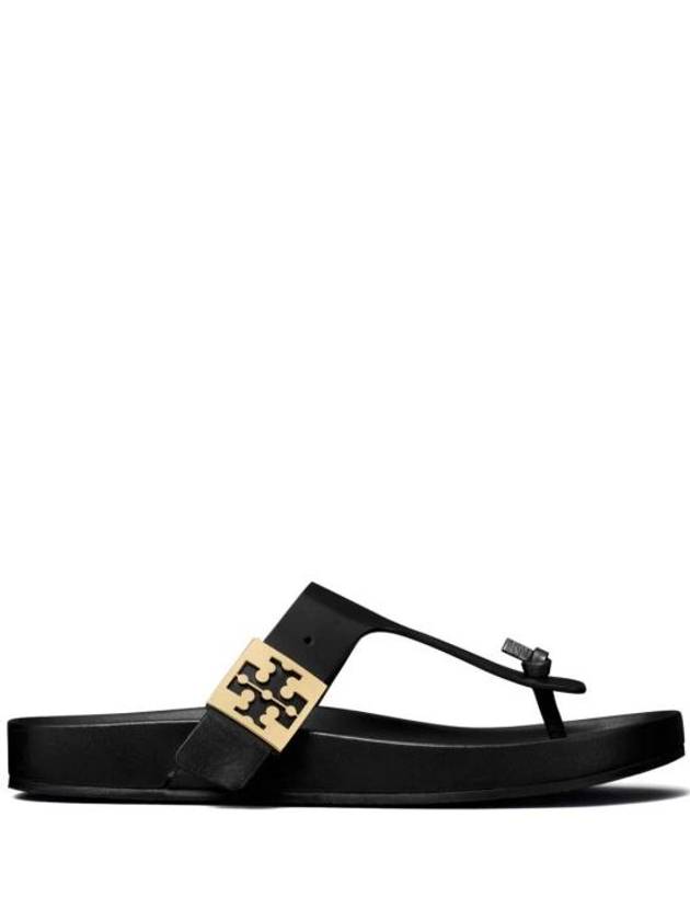 Mellow Thong Leather Flip Flops Black - TORY BURCH - BALAAN 1